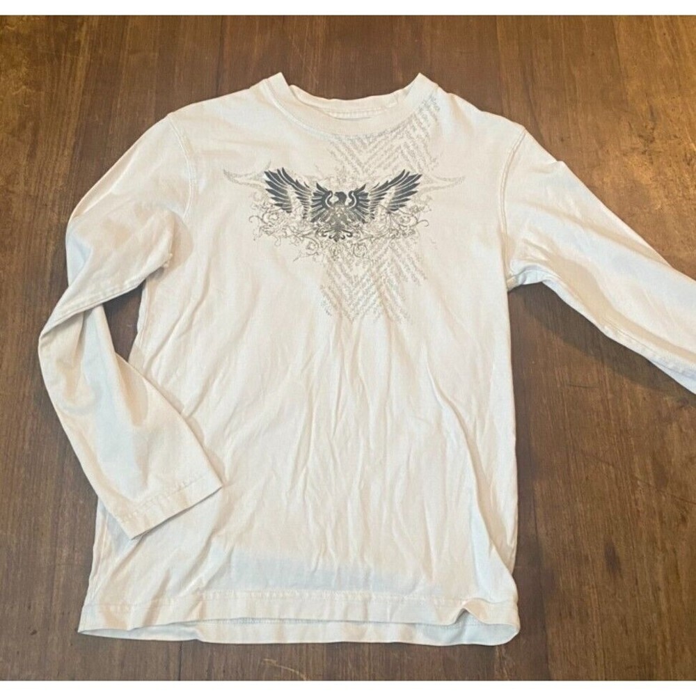 Urban Pipeline Youth M Long-Sleeve T-shirt White Black Retro Wing Design